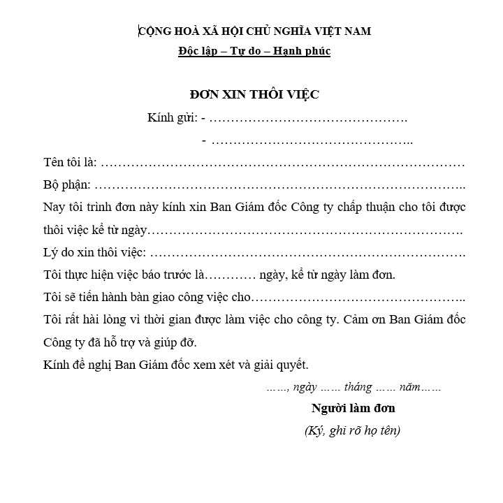 mẫu đơn xin nghỉ việc 04