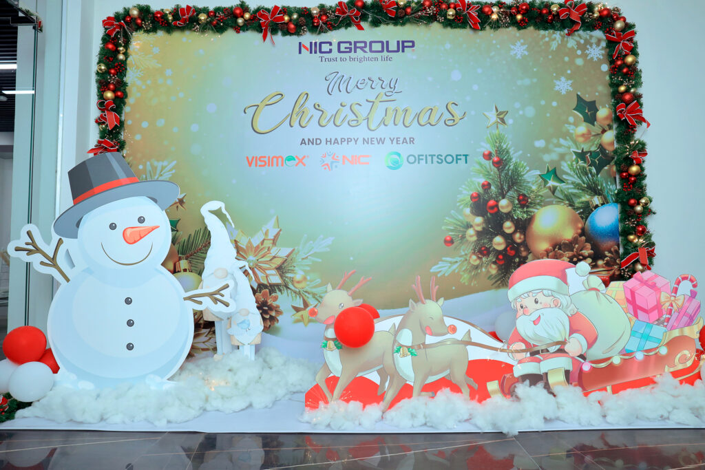 khu vực chụp ảnh check-in trang trí bắt mắt rất xmas