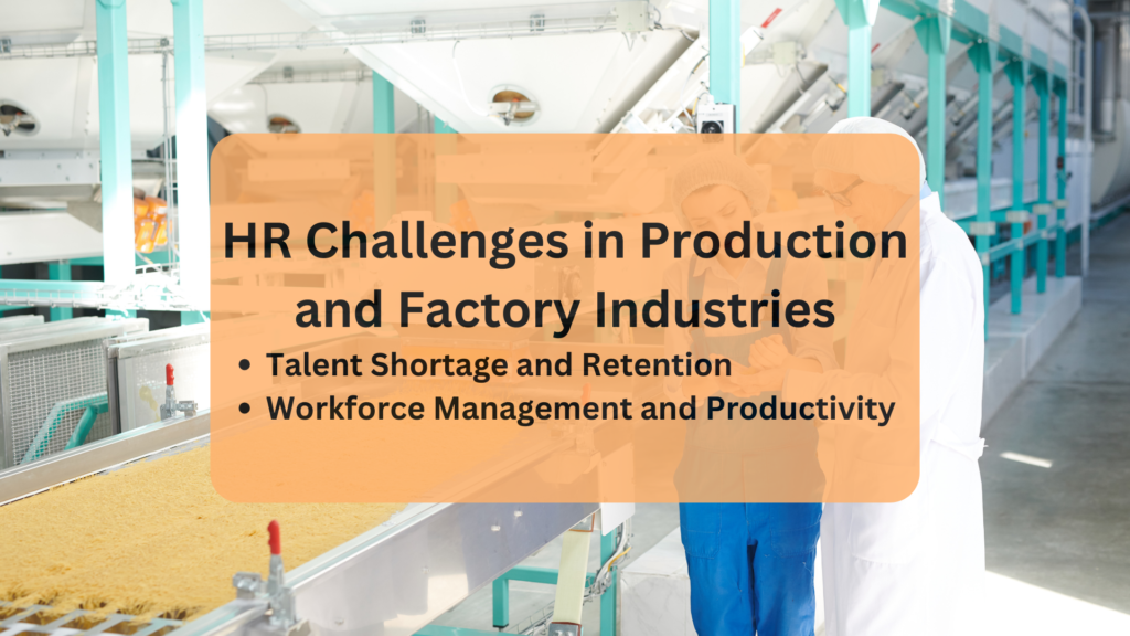 hr challenges: Illustration of workforce management software streamlining scheduling and payroll in a factory setting.