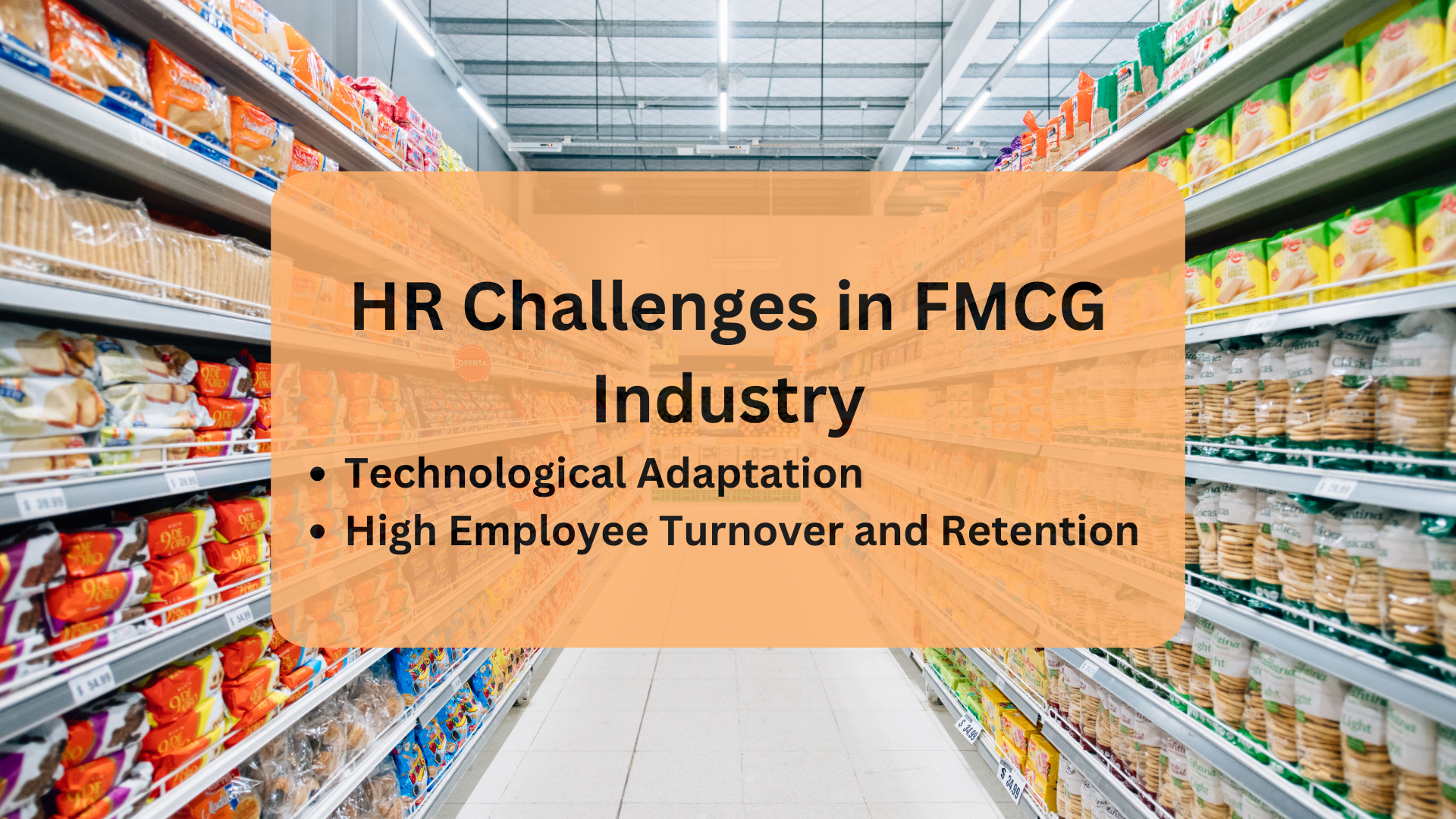 Infographic showing key HR challenges in the FMCG industry, including high turnover and technological adaptation.